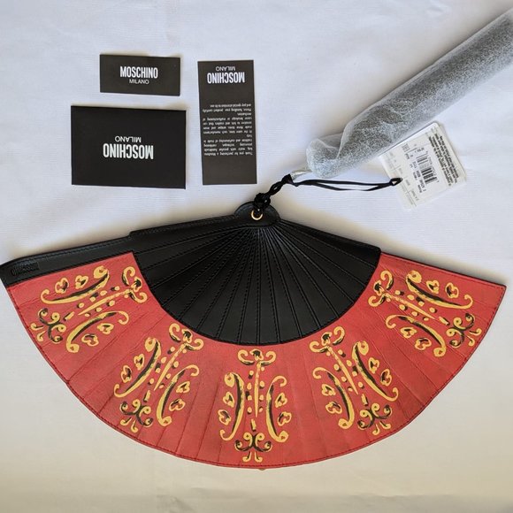 SS20 Moschino Couture Jeremy Scott Fan Leather Clutch Bag w/silky tassel - Picture 11 of 16